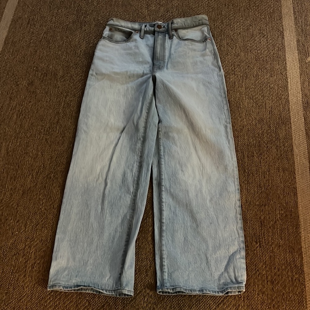 MADEWELL Perfect Vintage Wide-Leg Crop Jeans NEW Distressed Aged ND537 Size 28